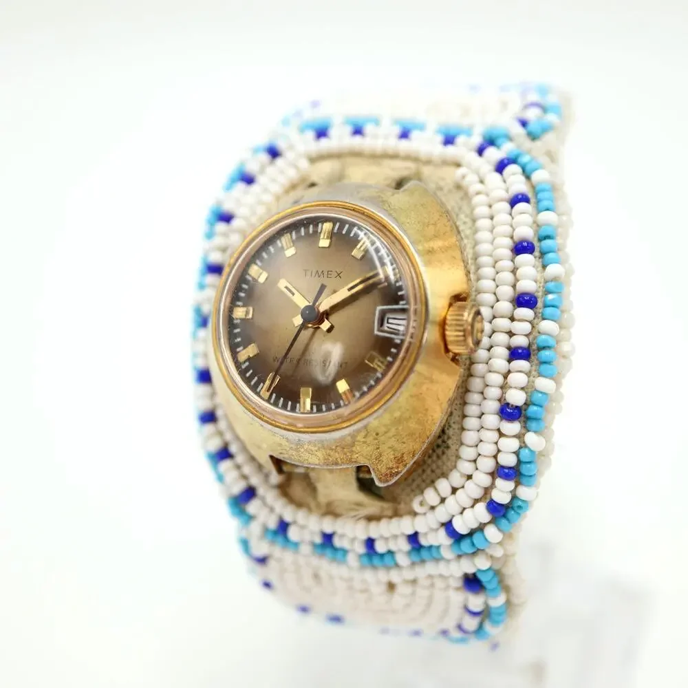 Vintage Timex Mechanical Womens Wind Up Watch Gold Bronze Tone w New Battery